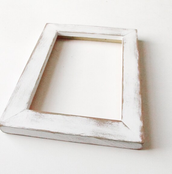 Items similar to Distressed white frame 5x7 rustic picture frame