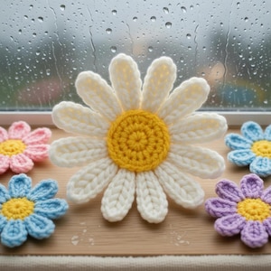 Daisy Flower Garland Crochet Pattern PDF, Spring Floral Curtain Hanging, Daisy Decor, Bedroom Wall Garland, Easy DIY