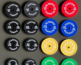 Extra Miniature Weights for PR Board | Custom Text Gym Plates | 3D Printed Booster Pack | Heavy Weight Add-on for Barbell Tracker Diorama