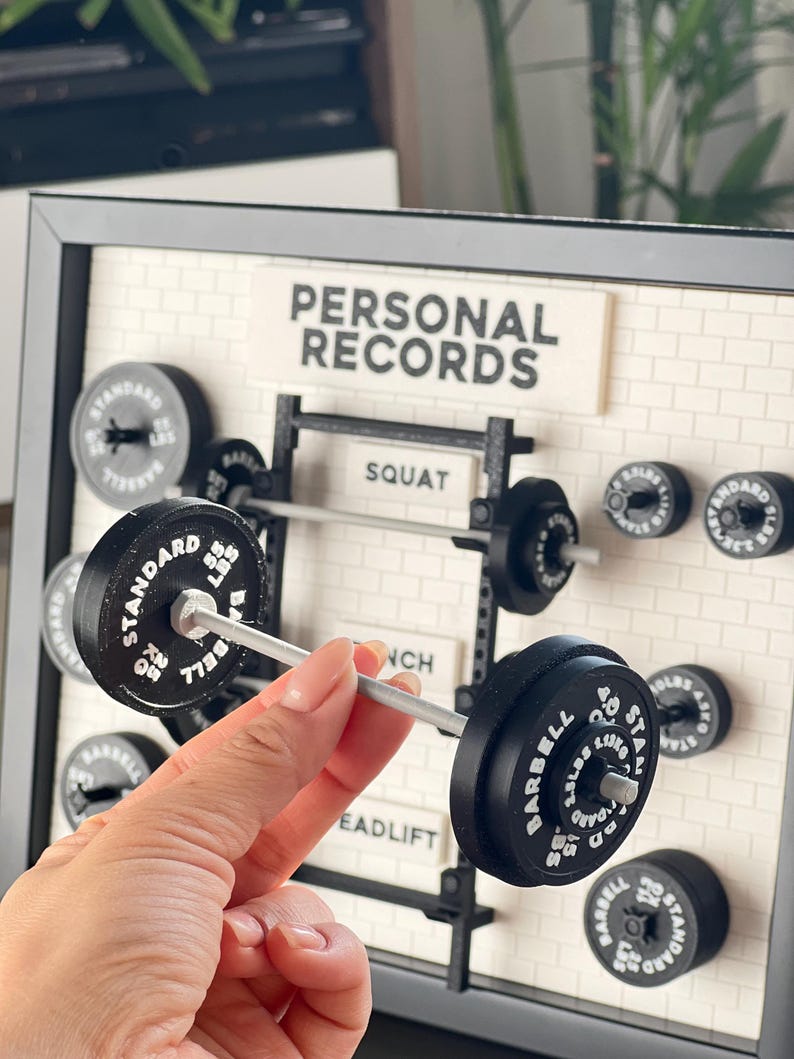 Custom Gym PR Board | Personal Record Tracker | Miniature Barbell Home ...