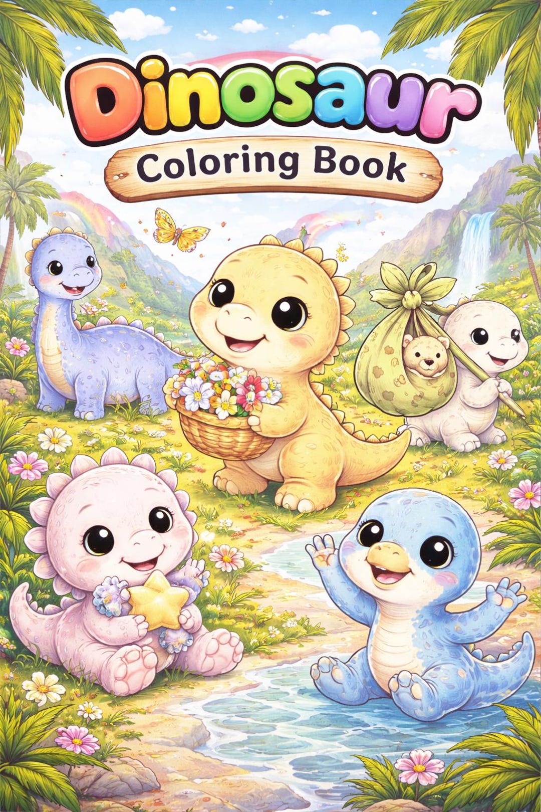 Adorable Dinosaur Coloring Pages for Kids - Etsy