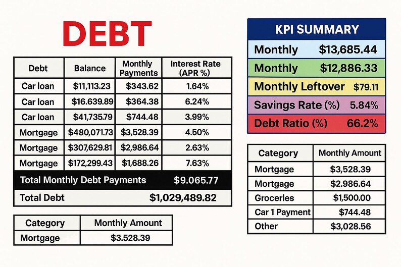 Monthly Budget Spreadsheet | Income, Expense and Debt Tracker | Google ...