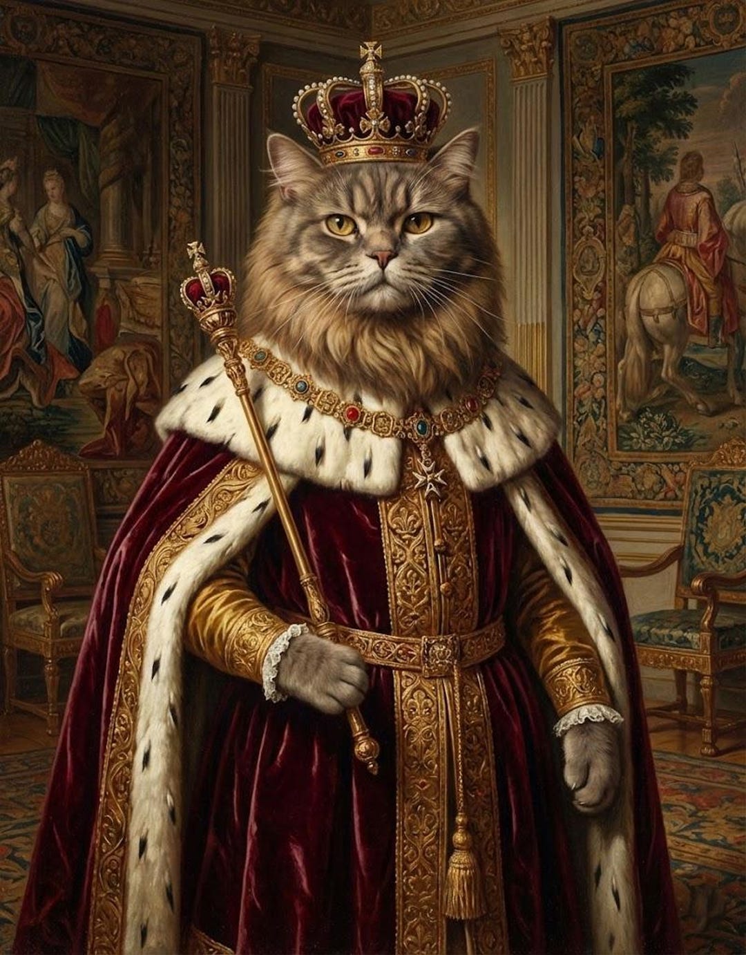 Royal King Dog and Cat Portrait Custom Pet Crowned Canvas Print Wall ...