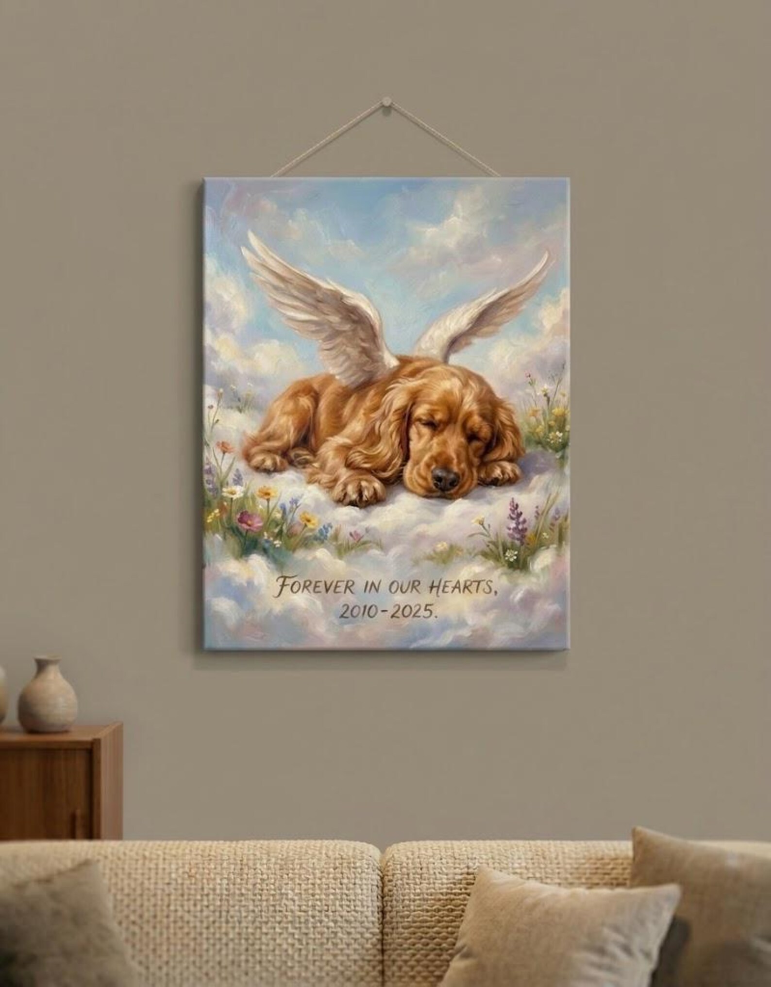 Personalized Pet Remembrance Portrait Dog or Cat Angel Artwork Sympathy ...