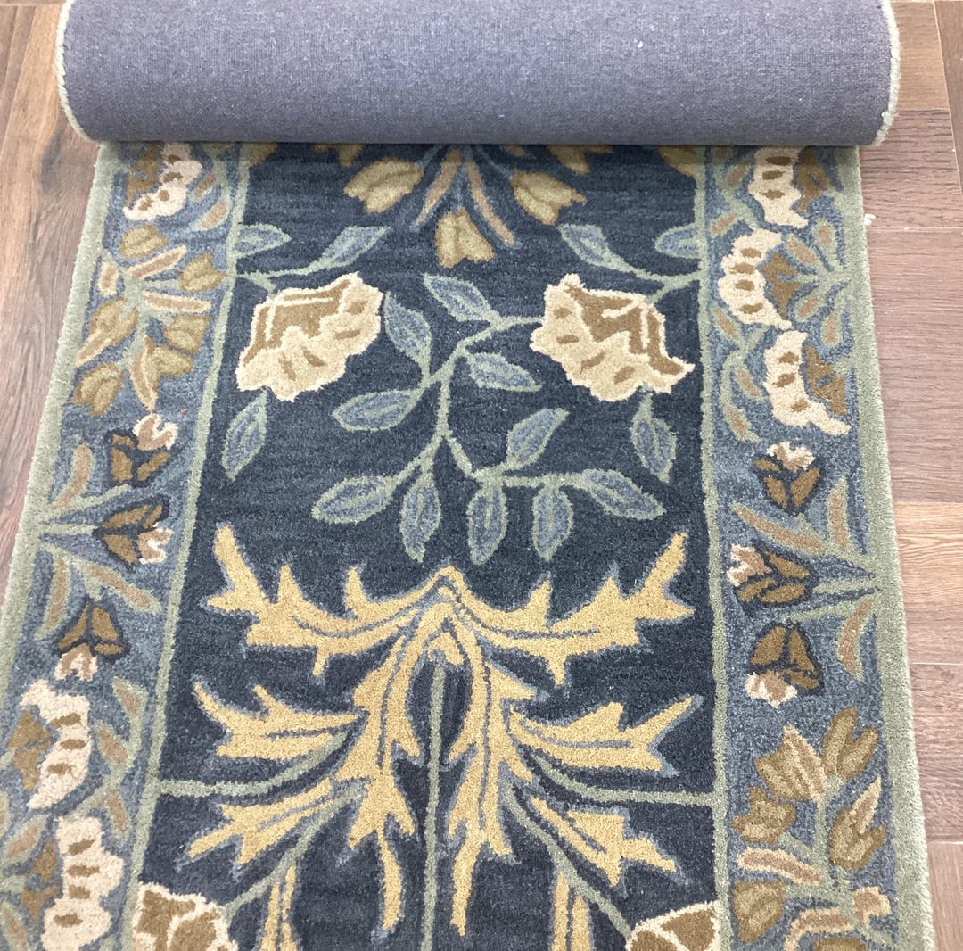 Hand Tufted Wool Rug – Blue Floral Osaka Design, Handmade - Etsy