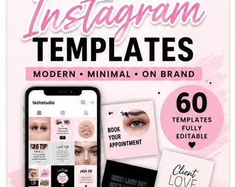 Lash Instagram Templates | Modern Minimal Canva Kit (60 Templates)