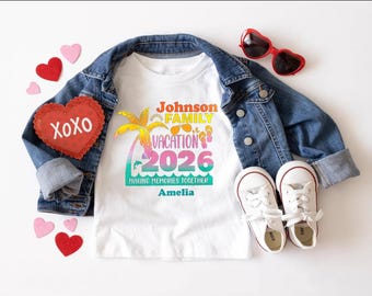 Family Vacation Tee: Custom Name Tropical Beach Matching 2026