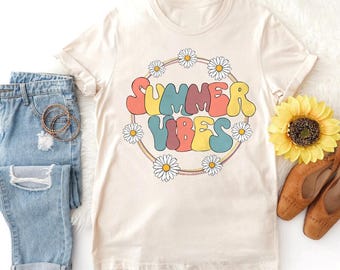 Camiseta Retro Daisy Summer Vibes: Camiseta bohemia hippie con mucho estilo