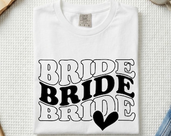 Camiseta de novia: Estilo retro Wave Groovy Despedida de soltera Futura Sra. Algodón Colores cómodos