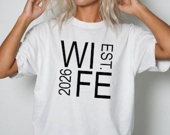 Camiseta para marido y mujer: Camiseta personalizada con fecha de fundación a juego para parejas, de algodón y colores cómodos.