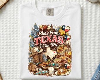 Comfort Colors® Texas Girl Shirt, Western Cowgirl Tee with Vibrant Graphic Design