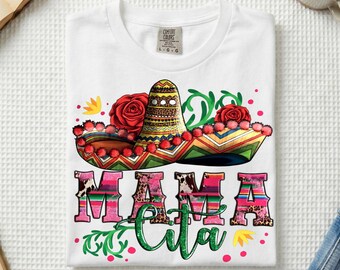 Latina Mama Shirt, Comfort Colors® Mamacita Sombrero Serape Leopard Fiesta Tee