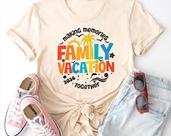 Camiseta para viaje familiar: Creando recuerdos juntos 2026. Camiseta a juego para la playa.