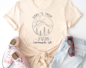 Camiseta de viaje para chicas, destino y año personalizados, camiseta de viaje a juego