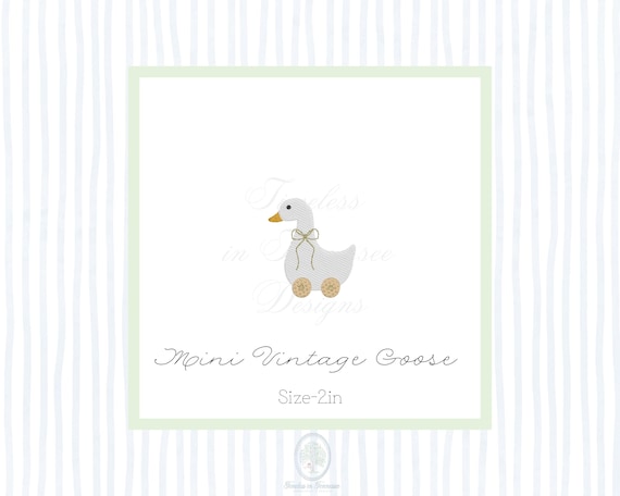 2" Mini Vintage Goose Rolling Pull Toy Machine Embroidery Design Instant Download
