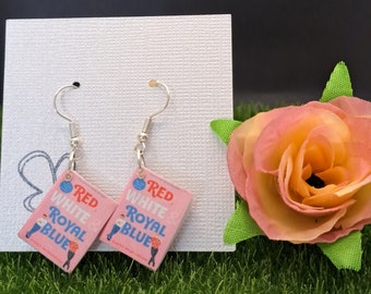 Mini Book Earrings - Red, White and Royal Blue