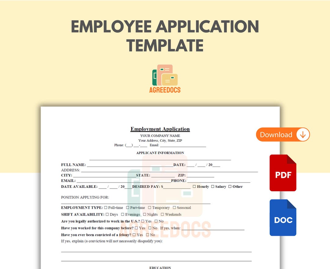 Hiring Form.pdf Employee Application Form Template, Printable Job Application, Editable ...
