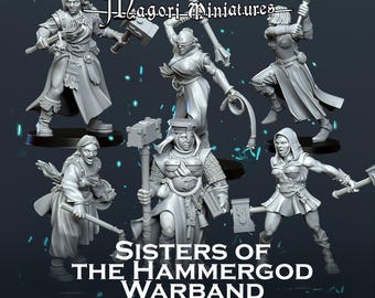 Sisters of the Hammergod Warband Miniatures | 32mm Printed Resin | by Magori Miniatures