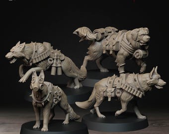 Sanctified Legion Combat Dogs Miniatures | 32mm Printed Resin | Ashen Armies by Bite the Bullet