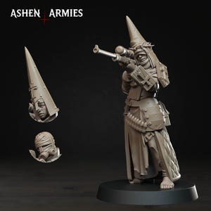 Bleeding Procession Sniper Miniature | 32mm Printed Resin | Ashen Armies by Bite the Bullet