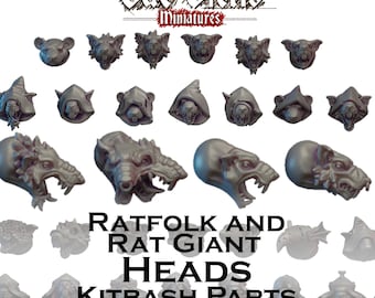 Ratfolk Heads for Kitbashing | 32mm 28mm resin mini for Mordheim, D&D, Frostgrave | Vae Victis
