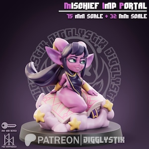 Mischief Imp Portal Miniature | 32mm to 200mm Printed Resin Figurine | by Jigglystix