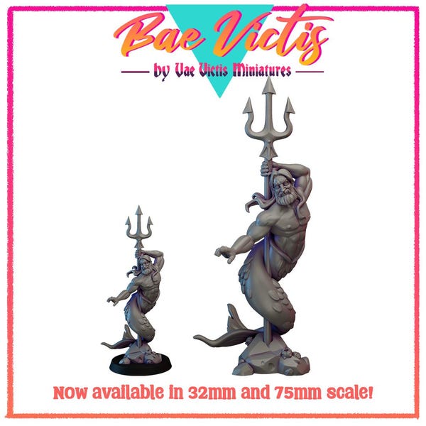 Merman Poseidon Bae Victis Figurine | Printed Resin | by Vae Victis Miniatures