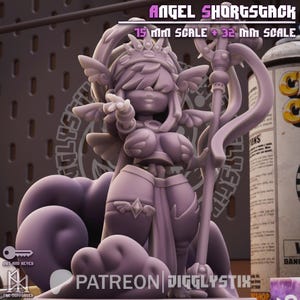 Angel Girl Shortstack Miniature | 32mm to 200mm Printed Resin Figurine | by Jigglystix