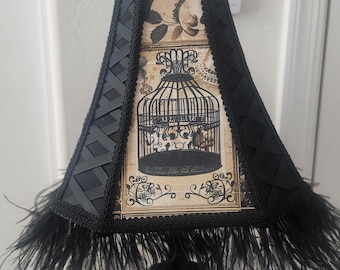 Gothic Raven Lampshade | Dark Academia Lighting | Feather Lighting