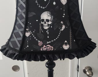 Gothic Skull Rose Lampshade | Horror Decor | Spooky Lighting