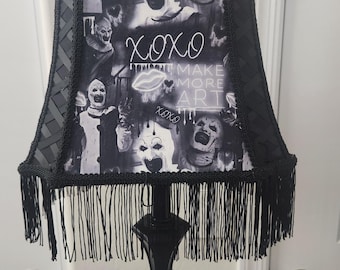 Terrifier Inspired Black & White Lampshade | Horror Fan Gift | Art the Clown Inspired Decor