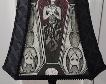 Gothic Vampire Lampshade | Coffin Bat Horror Decor Lighting