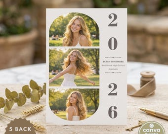 Graduation Invitation Template Minimalist 2026 Photo Canva Editable High School Grad Party Invite Instant Download