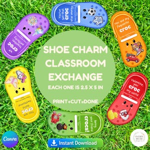 Clog Shoe Valentine Cards - Kids Classroom Exchange, Printable (Digital Download)
