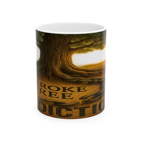 Broke Tree Addiction Mug | Tree Illustration Ceramic Coffee Cup