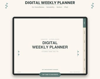 Undated Digital Weekly Planner | GoodNotes, Notion, iPad | Hyperlinked PDF Organizer