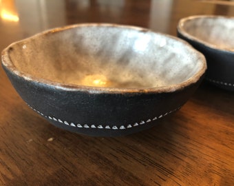 Two ceramic bowls. Hand built bowls.