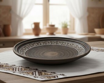 Fruit Bowl, Hand Painted Red Clay Pottery, Rustic Ukrainian Ceramic Serving Dish, Farmhouse Table Decor, Housewarming Gift