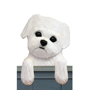 Maltese Puppy Clip Door Topper or Shelf Sitter