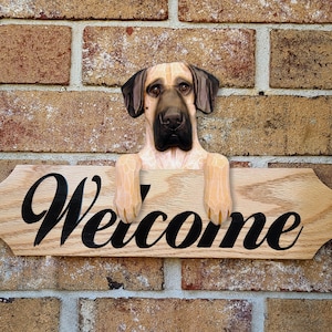 Great Dane Natural Ear Topper Wall Sign - Multiple Colors-  Custom Lettering Available