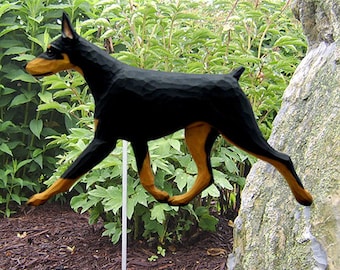 Doberman Garden Stake Natural Ear and Crop Ear - Multiple Colors Available