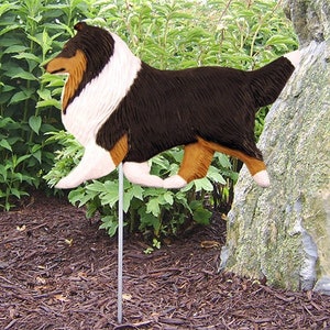 Shetland Sheepdog Garden Stake Multiple Colors Available Tri