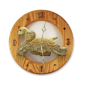 American Cocker Spaniel Wall Clock Working Solid Oak Clock Multiple Colors Available image 1