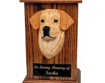 Labrador Retriever Memorial Urn - Multiple Colors Available - Choice of Light or Dark Oak - Engraving Not Included