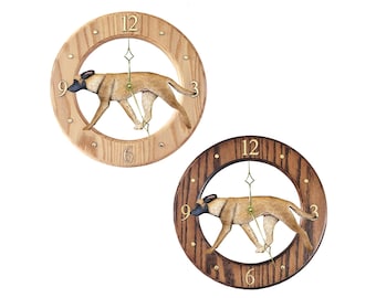 Belgian Malinois Oak Wall Clock - Multiple Colors Available - Choice of Light or Dark Oak