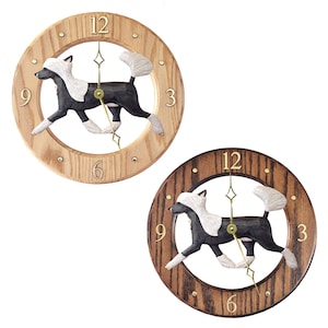 Chinese Crested Wall Clock - Working Solid Oak Clock