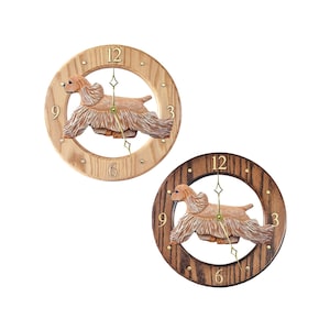 Cocker Spaniel Oak Wall Clock - Multiple Colors Available - Choice of Light or Dark Oak
