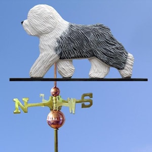 Old English Sheepdog Weathervane- Individually Hand Carved and Custom Hand Painted