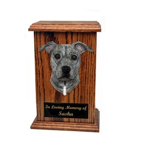 American Staffordshire Terrier (Natural) Memorial Urn - Multiple Colors Available- Engraving Not Included