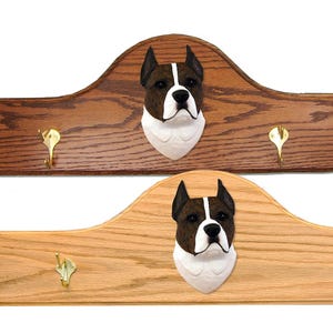 American Staffordshire Terrier Coat Rack - Solid Oak - Multiple Colors ...